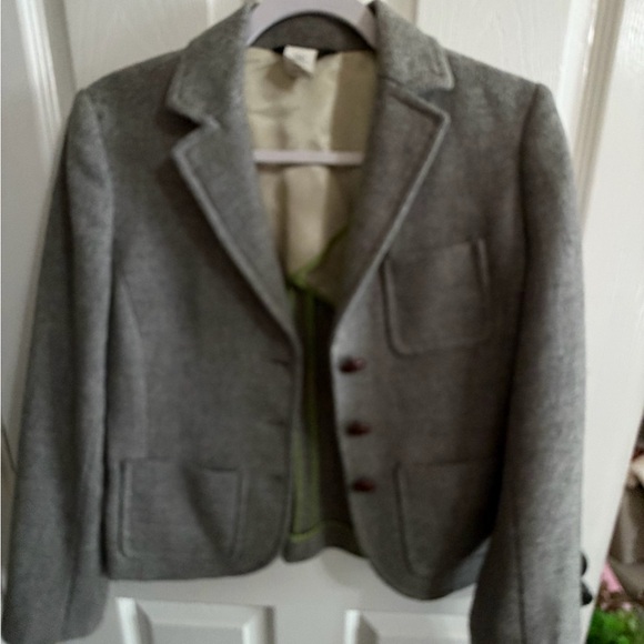 J. Crew Jackets & Blazers - J. Crew Gray Wool Blazer with Pink & Green Trim